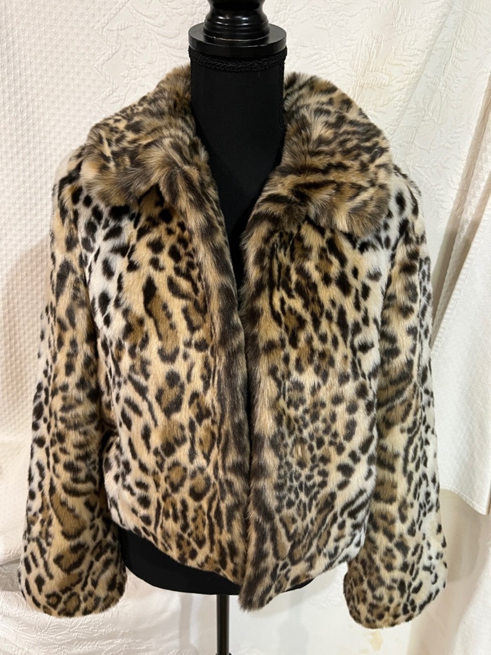 Express Leopard Print Faux Fur Jacket, size extra small, new with tags
